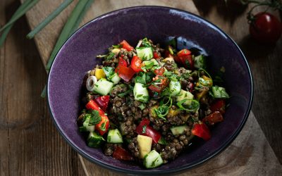 Alblinsensalat mit Mango und und Feta